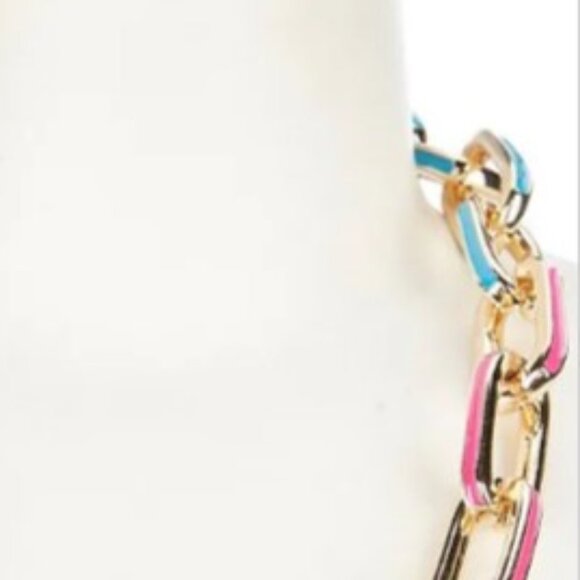 Color Edge Link Statement Necklace. NWT - Picture 4 of 4